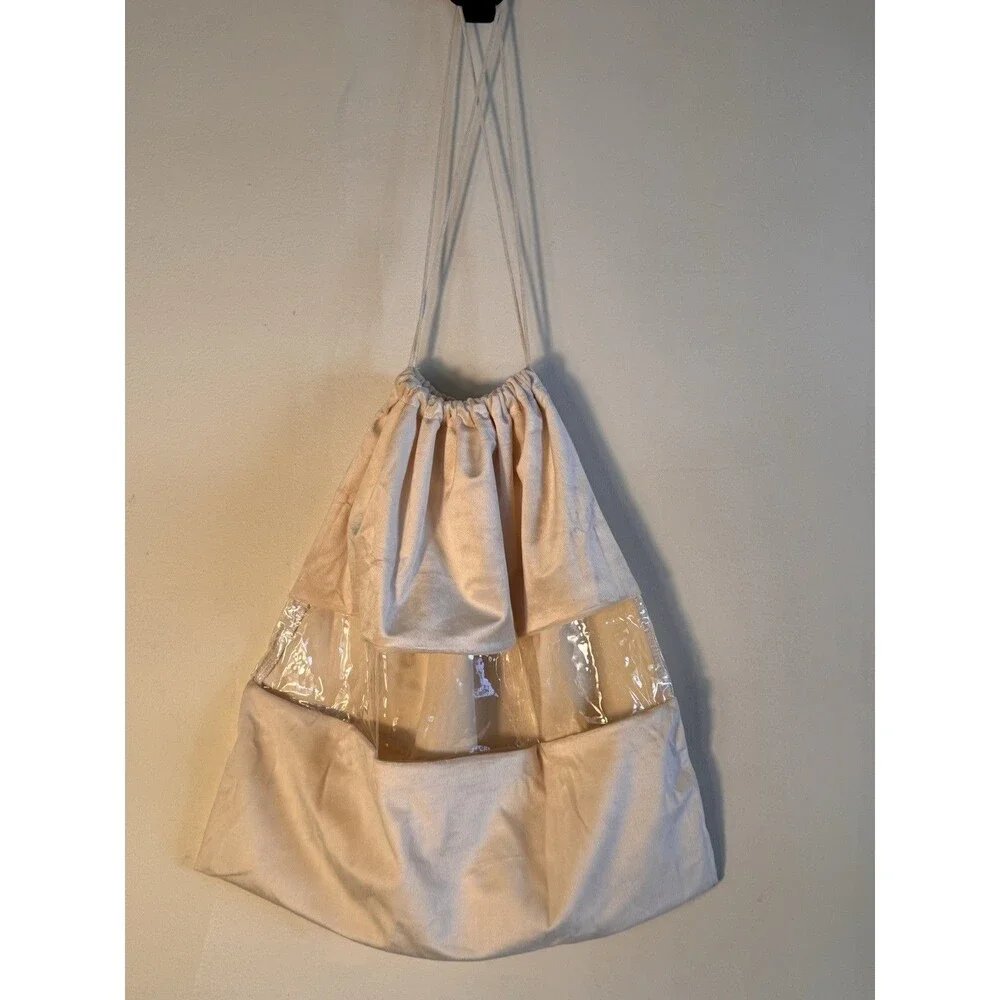 Hair Dryer Fabric Bag Holder 16x16 New Drawstring Clear Panel